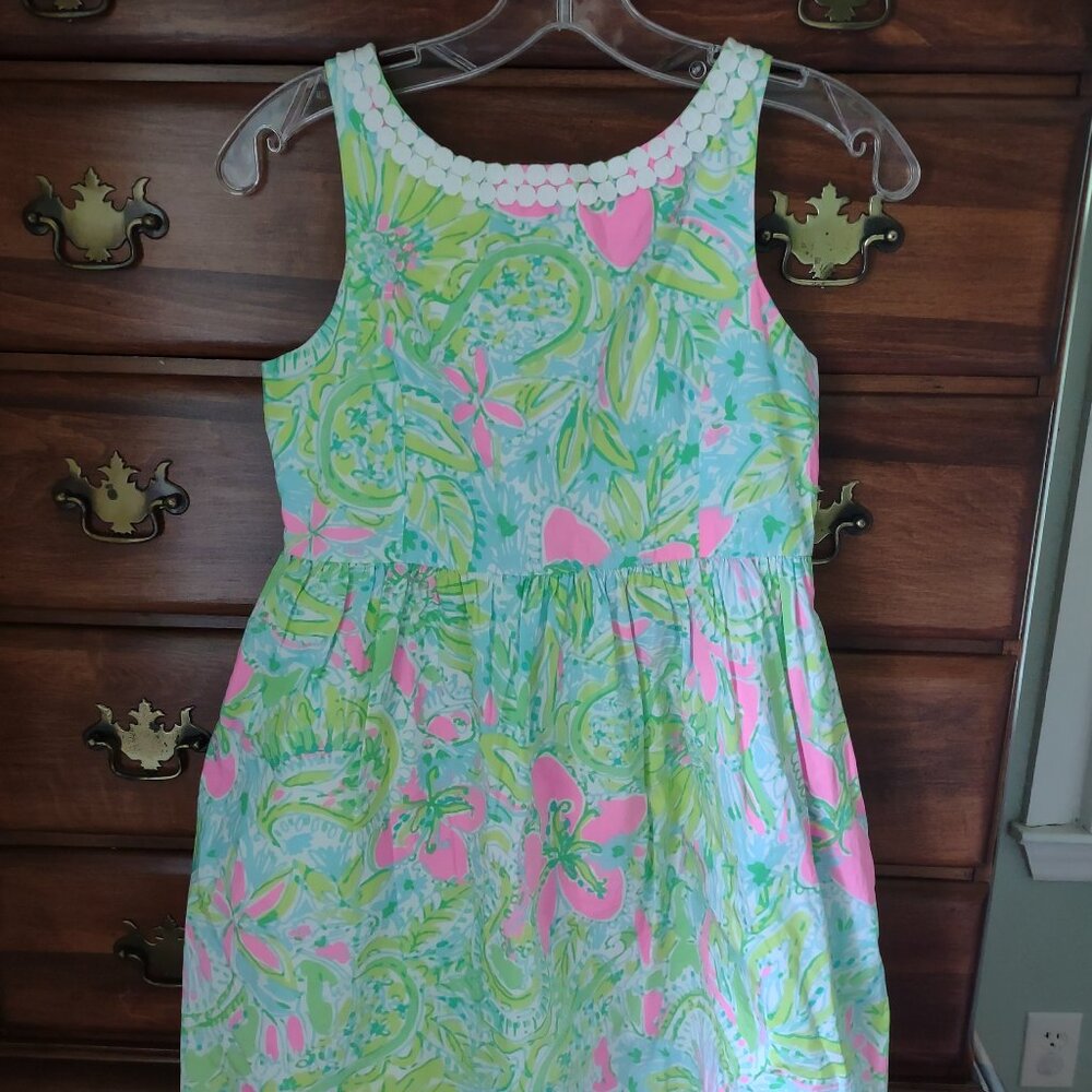 Lilly Pulitzer Lime Green Coconut Jungle Dress Girls Size 14